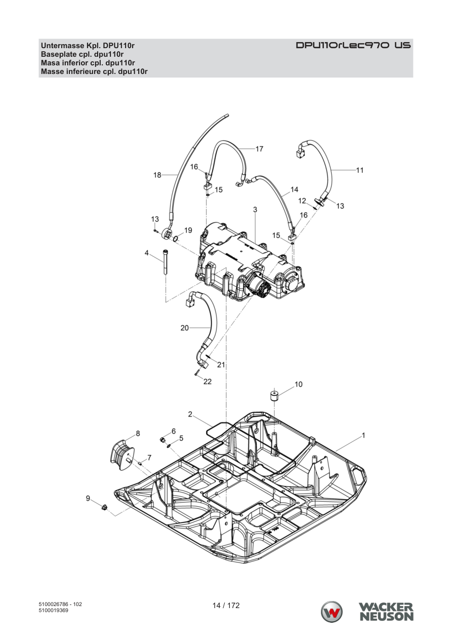 Wacker Neuson DPU110 Vibratory Plate Baseplate cpl. dpu110r parts diagram