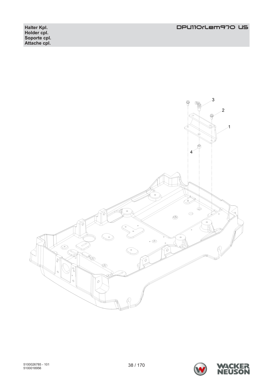 Wacker Neuson DPU110 Vibratory Plate Holder cpl. parts diagram