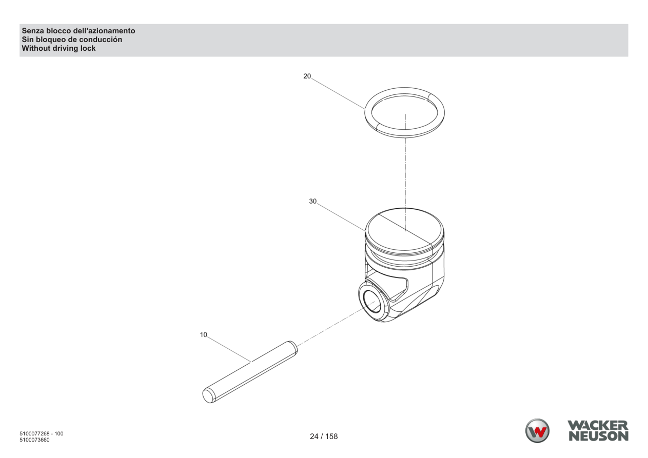Wacker Neuson DPU5260 Vibratory Plate Without drive lock parts diagram