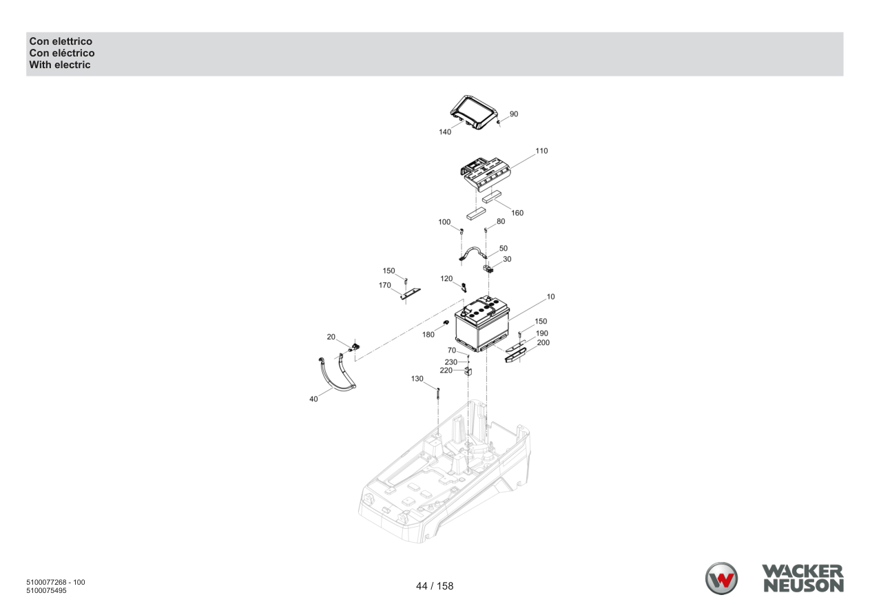 Wacker Neuson DPU5260 Vibratory Plate With electric parts diagram