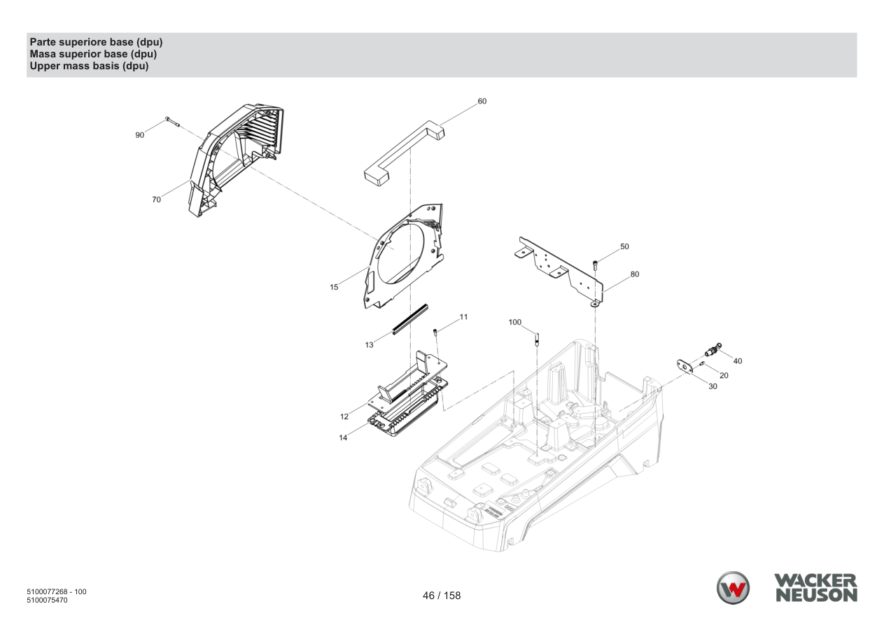 Wacker Neuson DPU5260 Vibratory Plate Upper part base (dpu) parts diagram