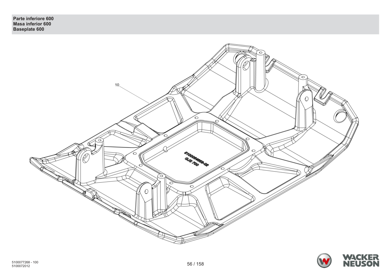 Wacker Neuson DPU5260 Vibratory Plate Lower part 600 parts diagram