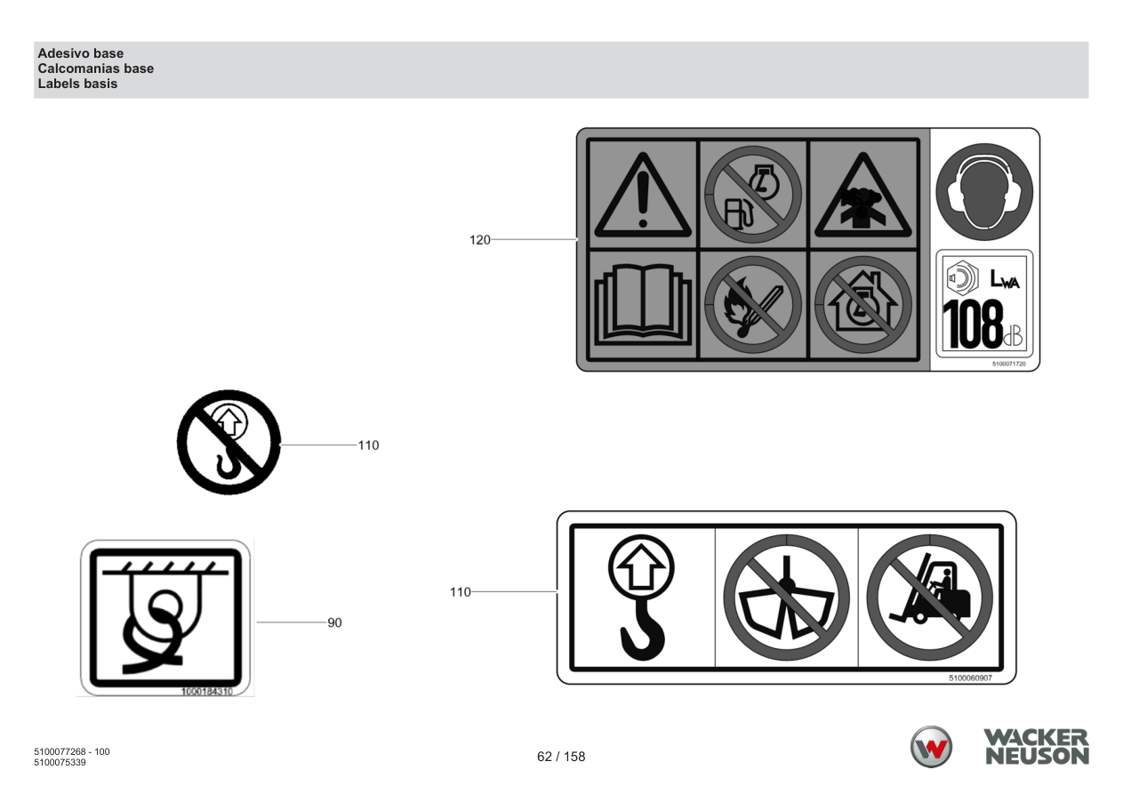 Wacker Neuson DPU5260 Vibratory Plate Base sticker parts diagram