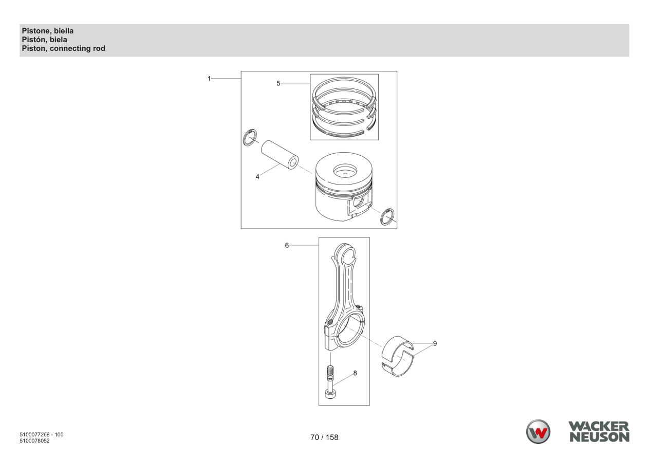 Wacker Neuson DPU5260 Vibratory Plate Piston, Connecting rod parts diagram