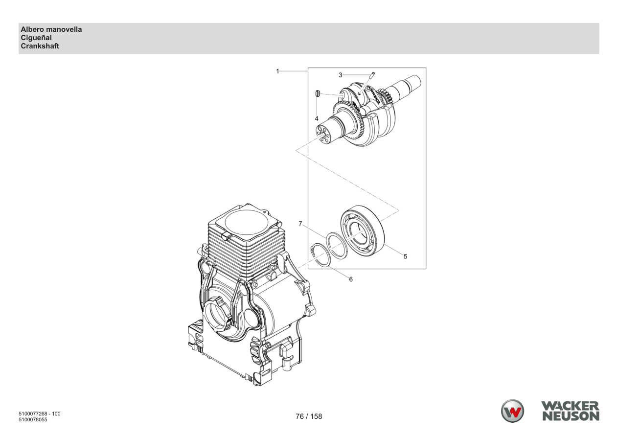 Wacker Neuson DPU5260 Vibratory Plate Crankshaft parts diagram