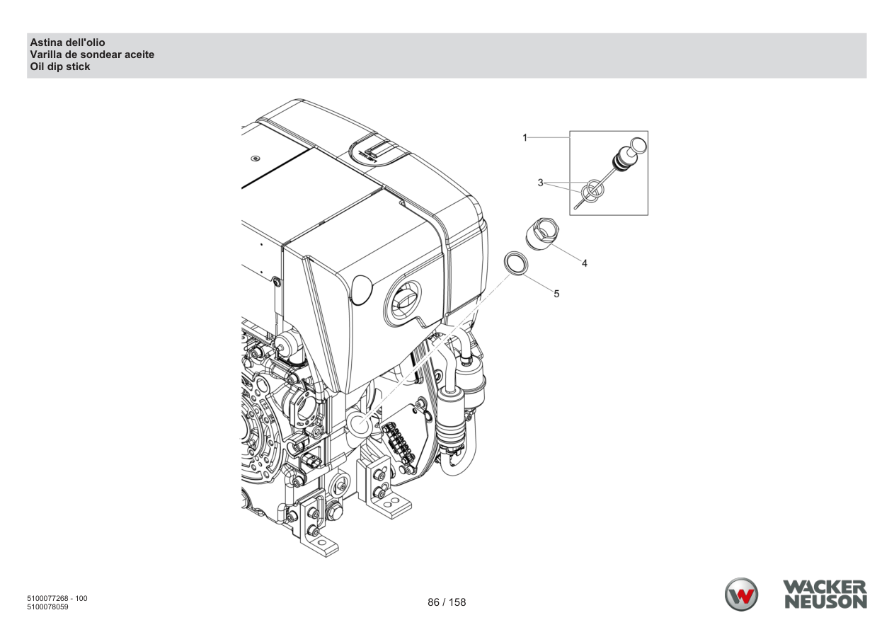 Wacker Neuson DPU5260 Vibratory Plate Oil dipstick parts diagram