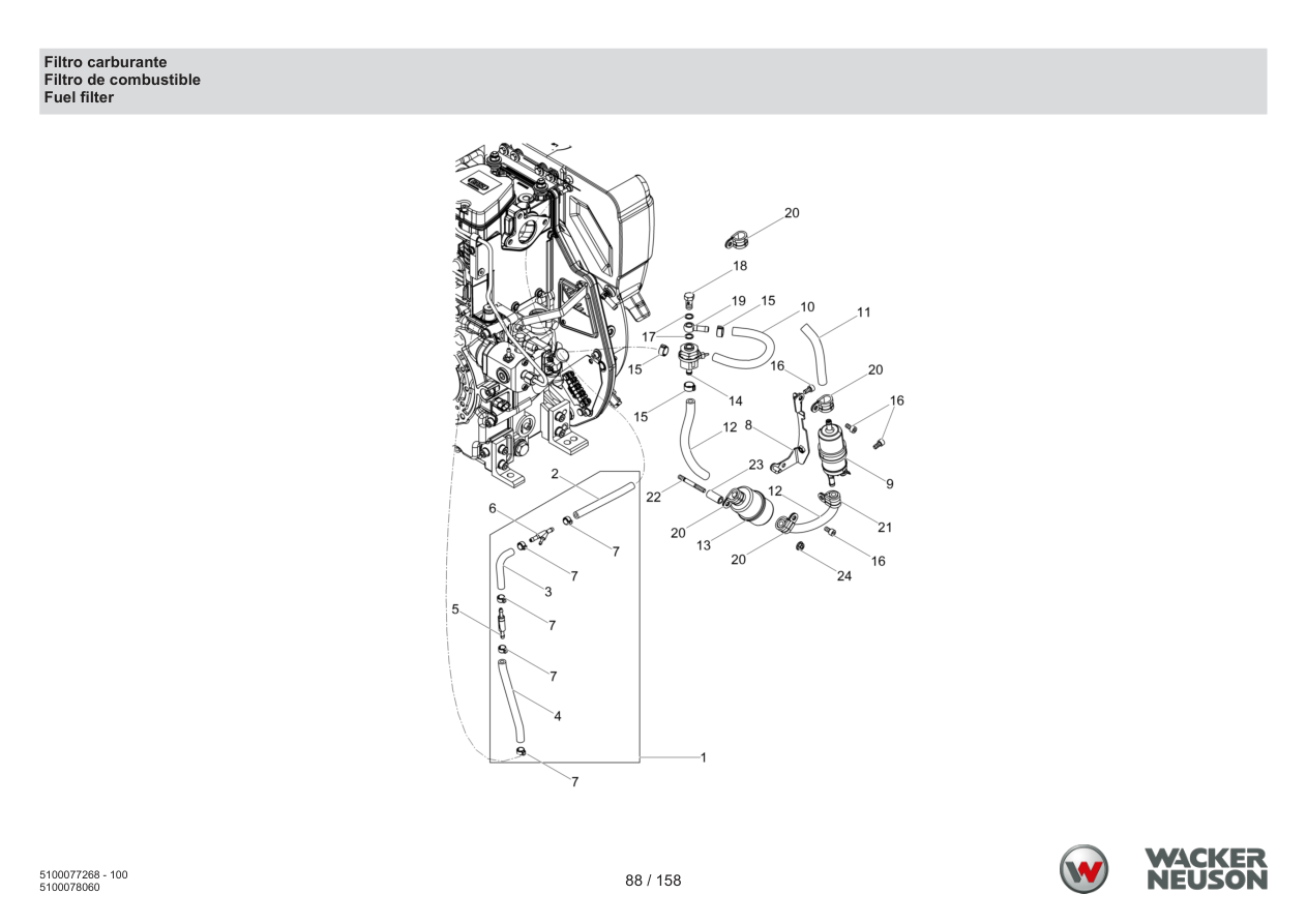 Wacker Neuson DPU5260 Vibratory Plate Fuel filter parts diagram