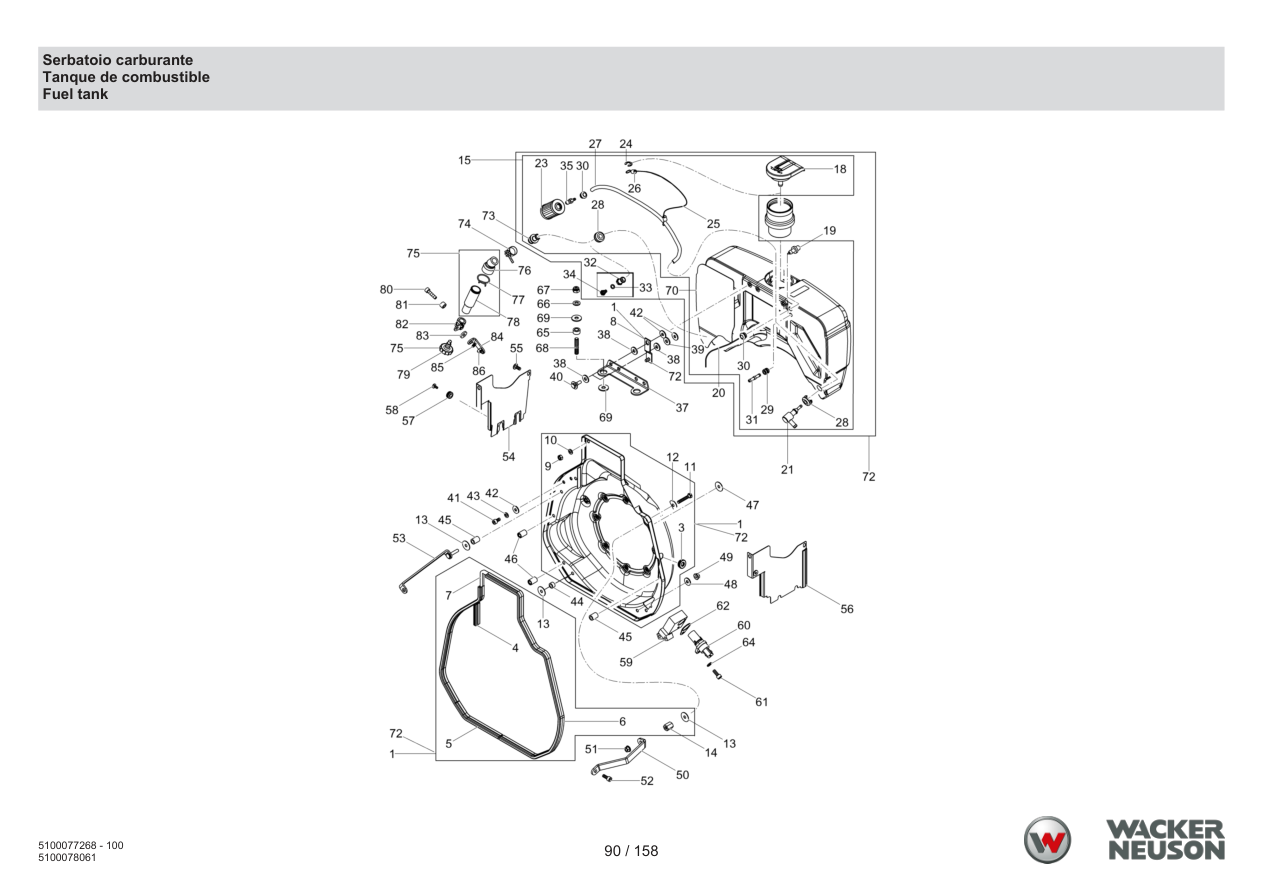 Wacker Neuson DPU5260 Vibratory Plate Fuel tank parts diagram