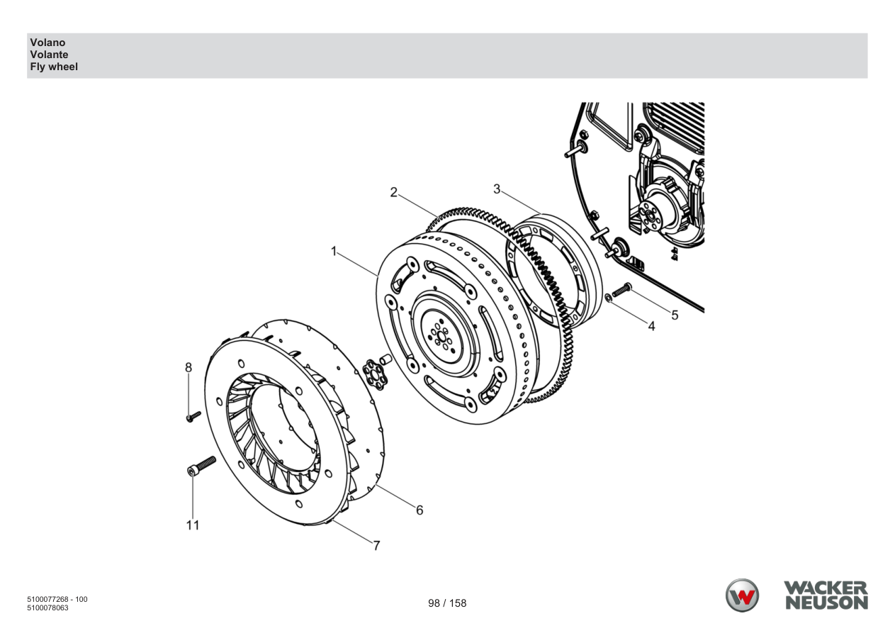 Wacker Neuson DPU5260 Vibratory Plate Flywheel parts diagram