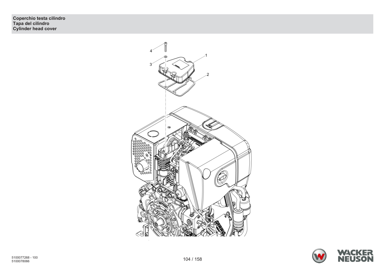 Wacker Neuson DPU5260 Vibratory Plate Cylinder Head Cover parts diagram