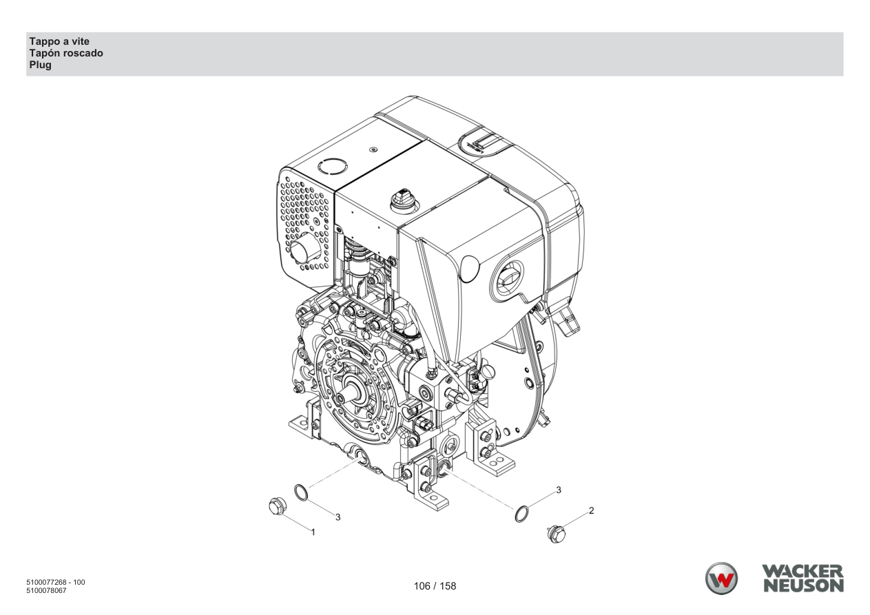 Wacker Neuson DPU5260 Vibratory Plate Sealing Screw parts diagram
