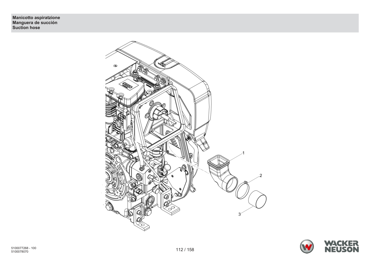 Wacker Neuson DPU5260 Vibratory Plate Intake sleeve parts diagram