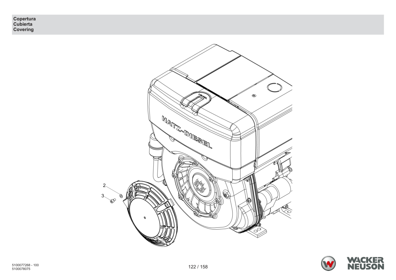 Wacker Neuson DPU5260 Vibratory Plate Cover parts diagram