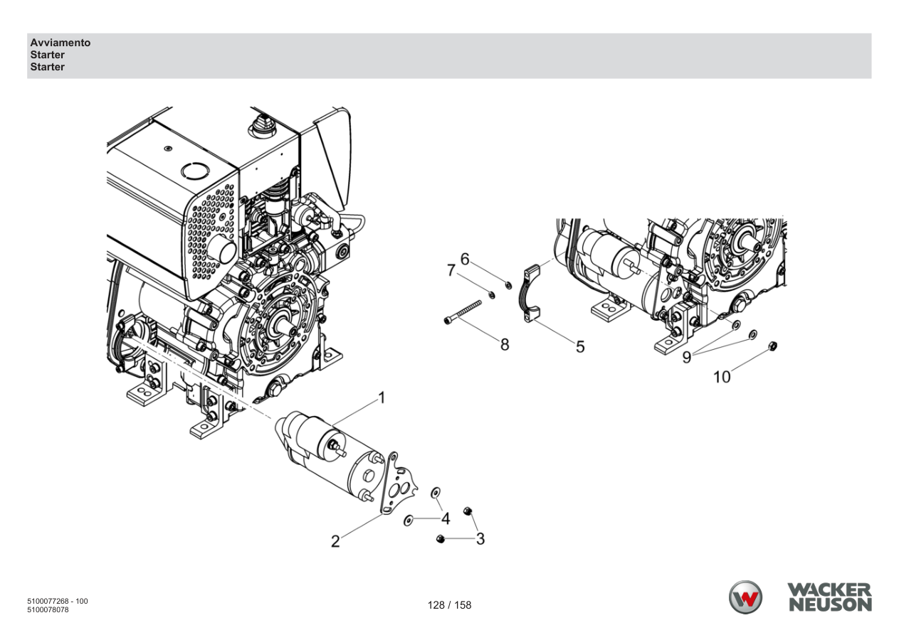 Wacker Neuson DPU5260 Vibratory Plate Starting parts diagram