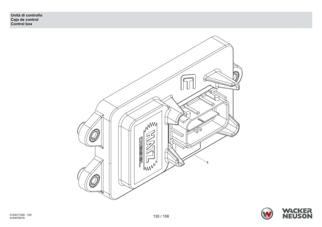 Wacker Neuson DPU5260 Vibratory Plate Control box parts diagram