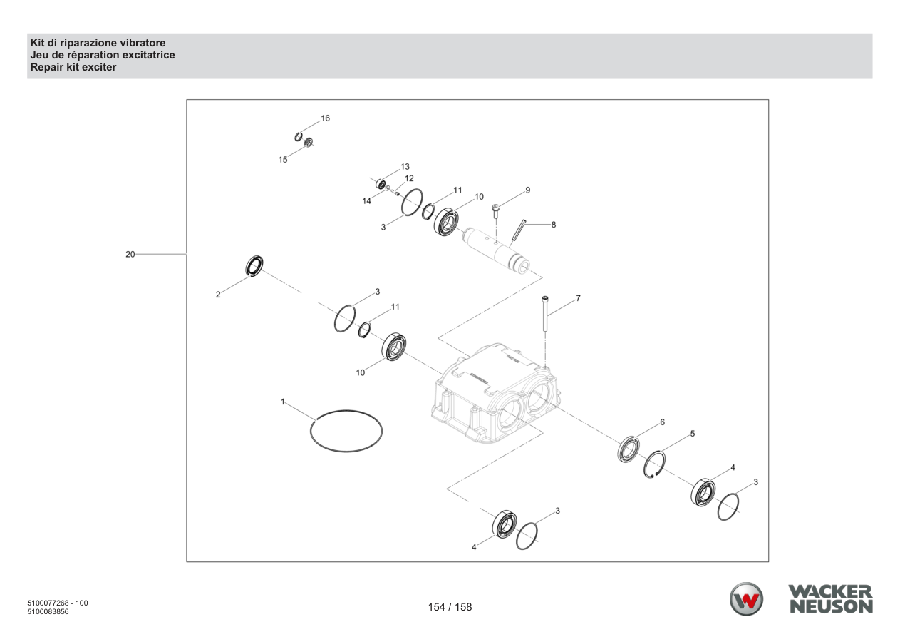 Wacker Neuson DPU5260 Vibratory Plate Vibrator repair kit parts diagram
