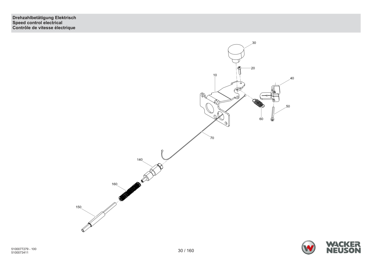 Wacker Neuson DPU6275 Vibratory Plate Speed control electrical parts diagram