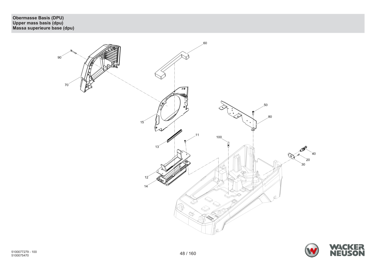 Wacker Neuson DPU6275 Vibratory Plate Upper mass base (DPU) parts diagram