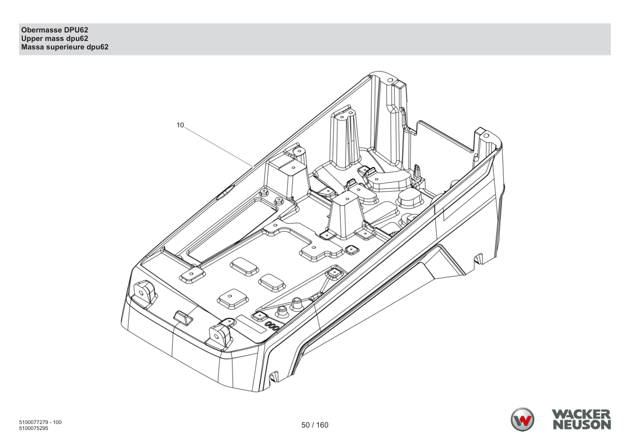 Wacker Neuson DPU6275 Vibratory Plate Upper mass DPU62 parts diagram