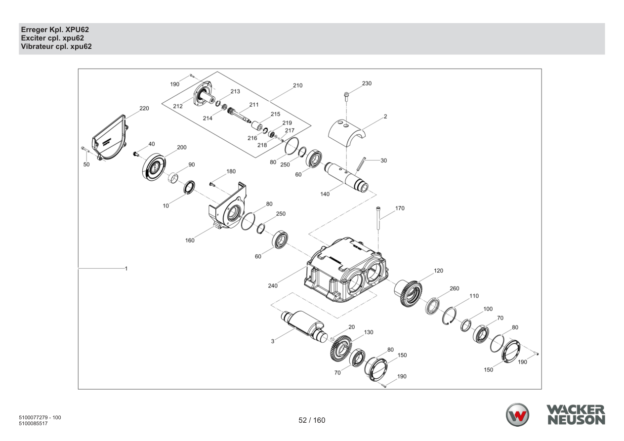Wacker Neuson DPU6275 Vibratory Plate Exciter cpl. xpu62 parts diagram