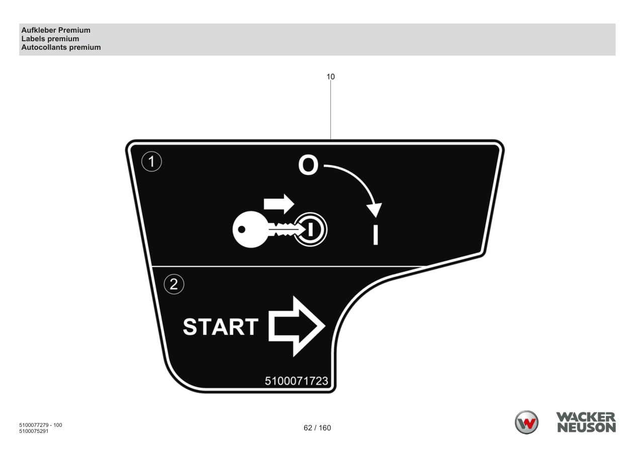 Wacker Neuson DPU6275 Vibratory Plate Decal premium parts diagram