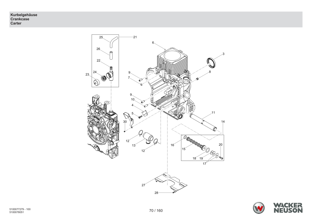Wacker Neuson DPU6275 Vibratory Plate Crankcase parts diagram