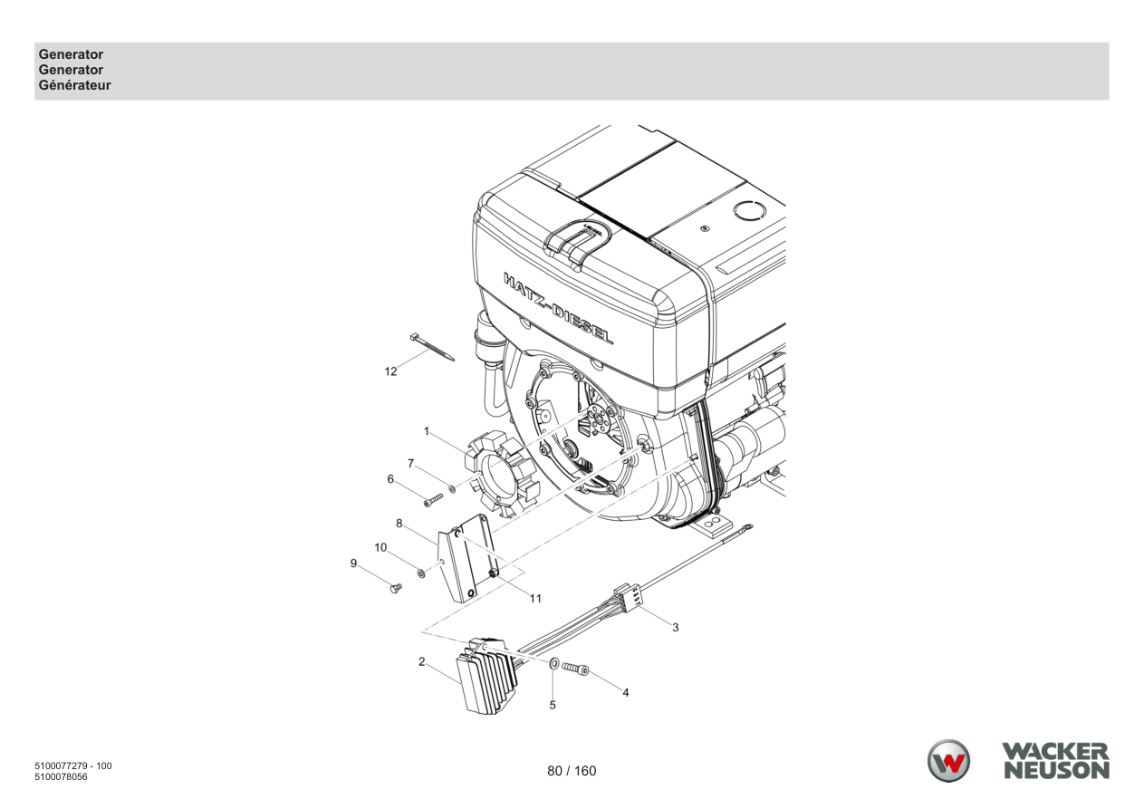 Wacker Neuson DPU6275 Vibratory Plate Generator parts diagram