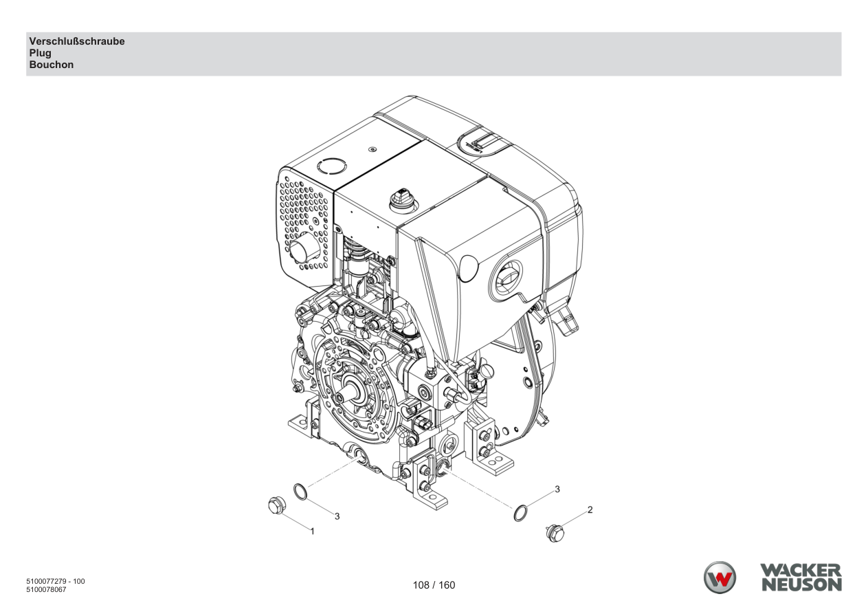 Wacker Neuson DPU6275 Vibratory Plate Sealing Screw parts diagram