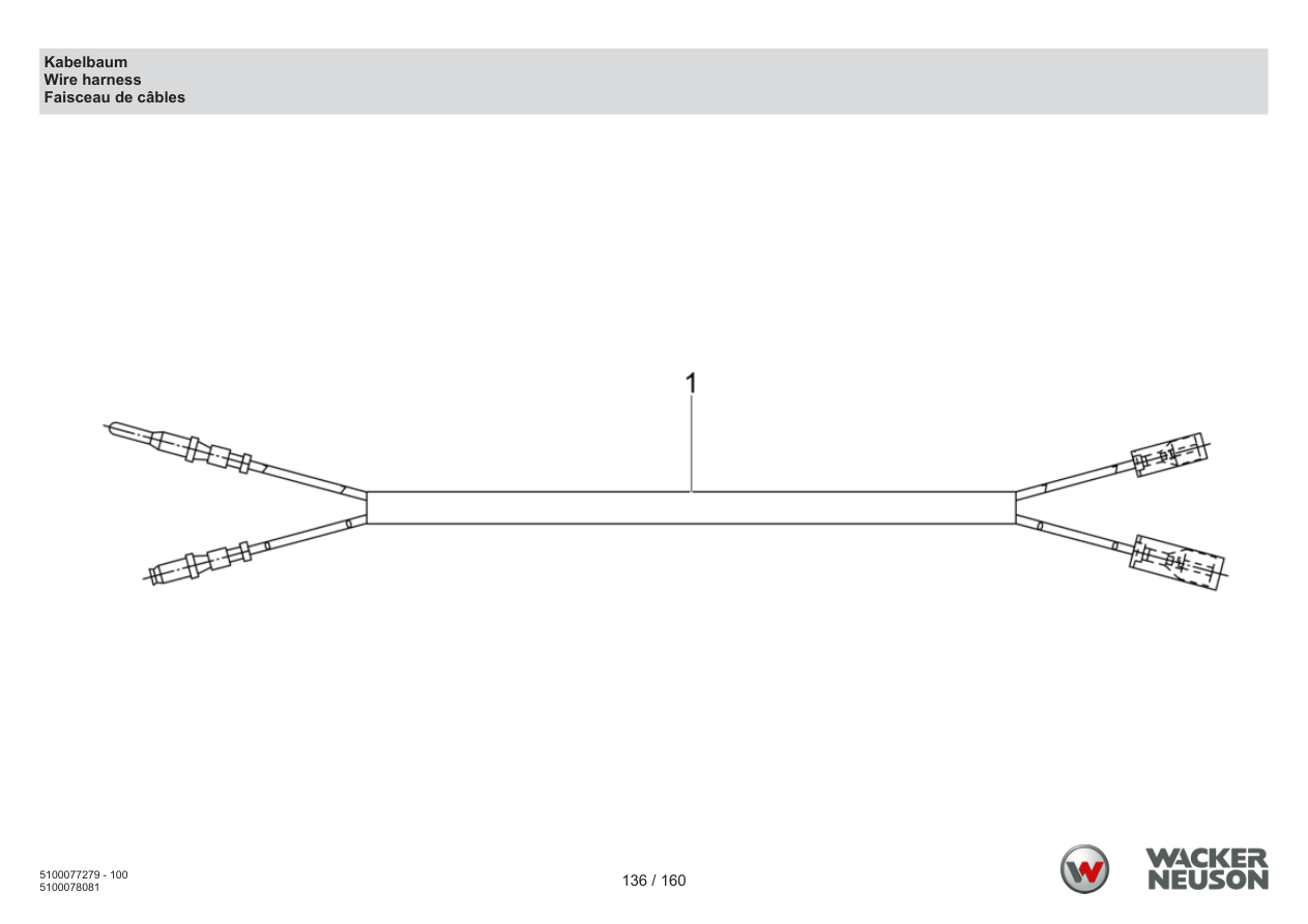 Wacker Neuson DPU6275 Vibratory Plate Wiring harness parts diagram