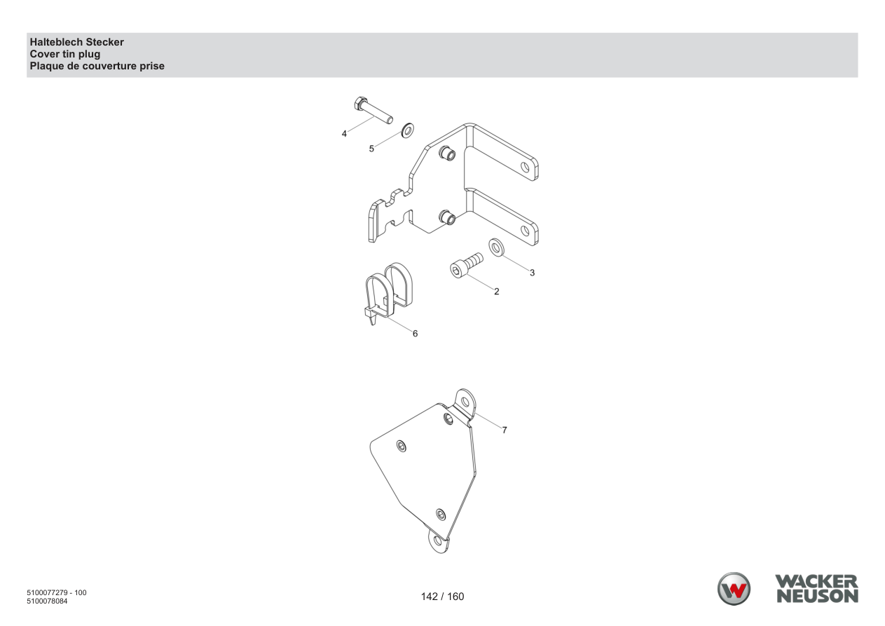 Wacker Neuson DPU6275 Vibratory Plate Retaining plate connector parts diagram