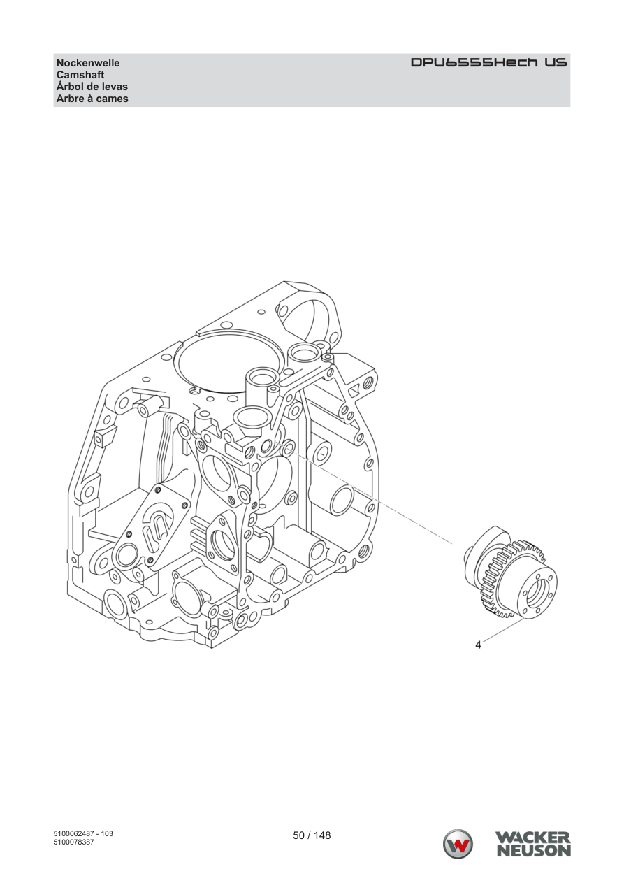 Wacker Neuson DPU6555 Vibratory Plate DPU6555Hech US Camshaft parts diagram