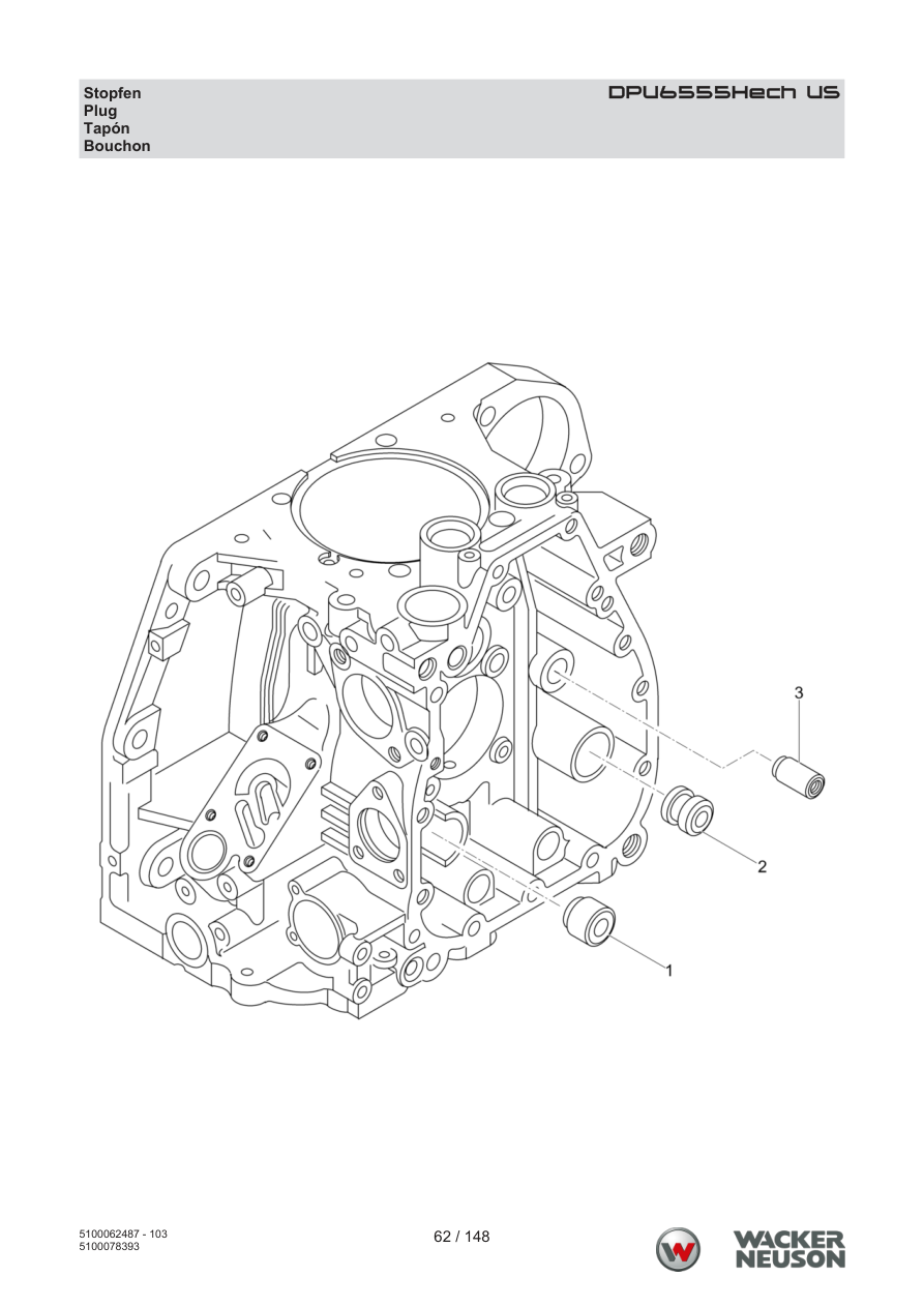 Wacker Neuson DPU6555 Vibratory Plate DPU6555Hech US Plug parts diagram