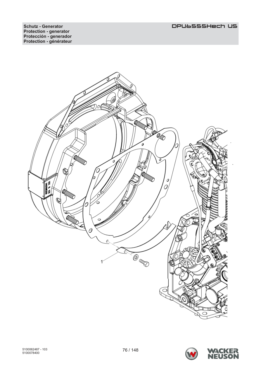 Wacker Neuson DPU6555 Vibratory Plate Protection - generator parts diagram