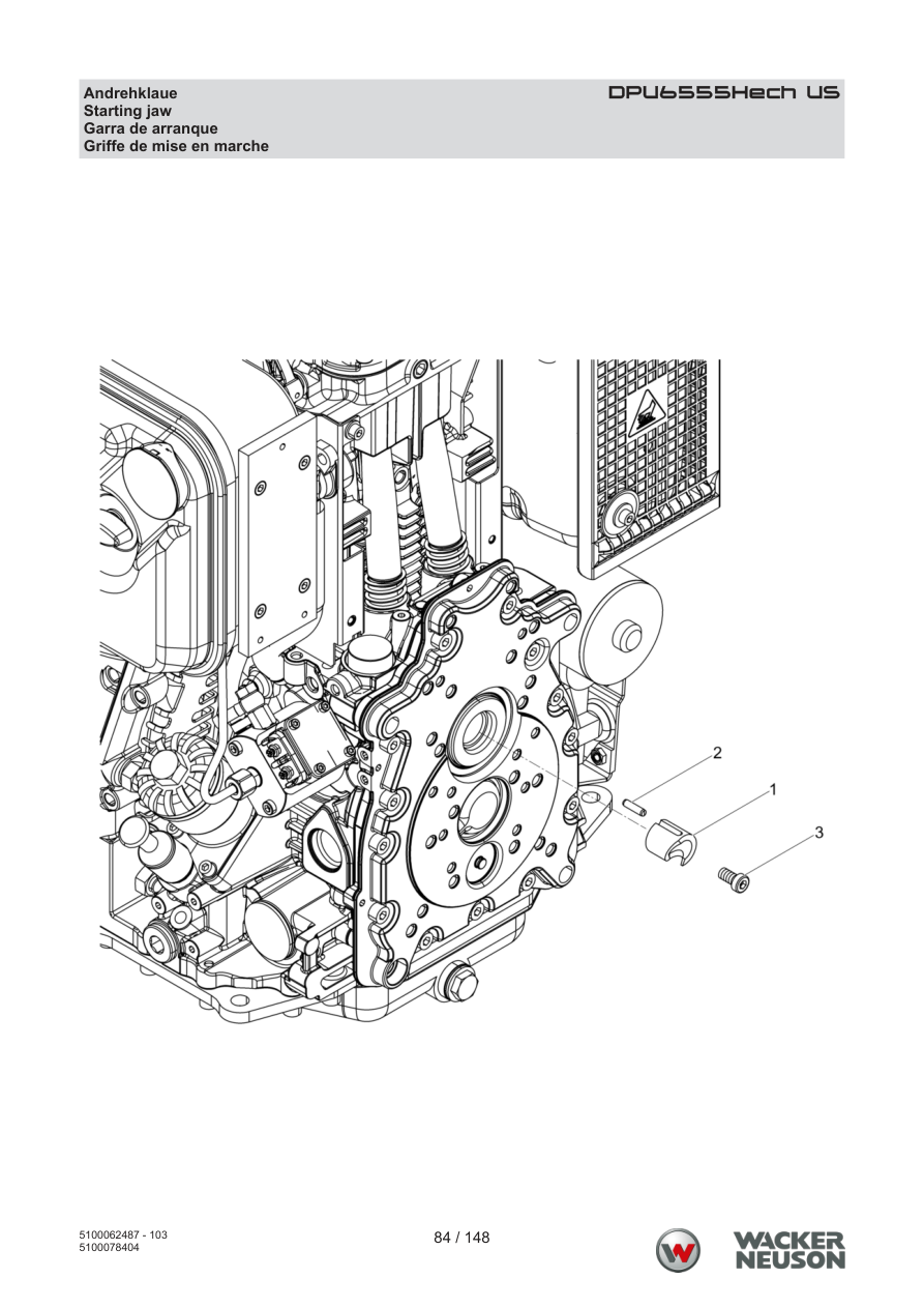 Wacker Neuson DPU6555 Vibratory Plate DPU6555Hech US Starting claw parts diagram