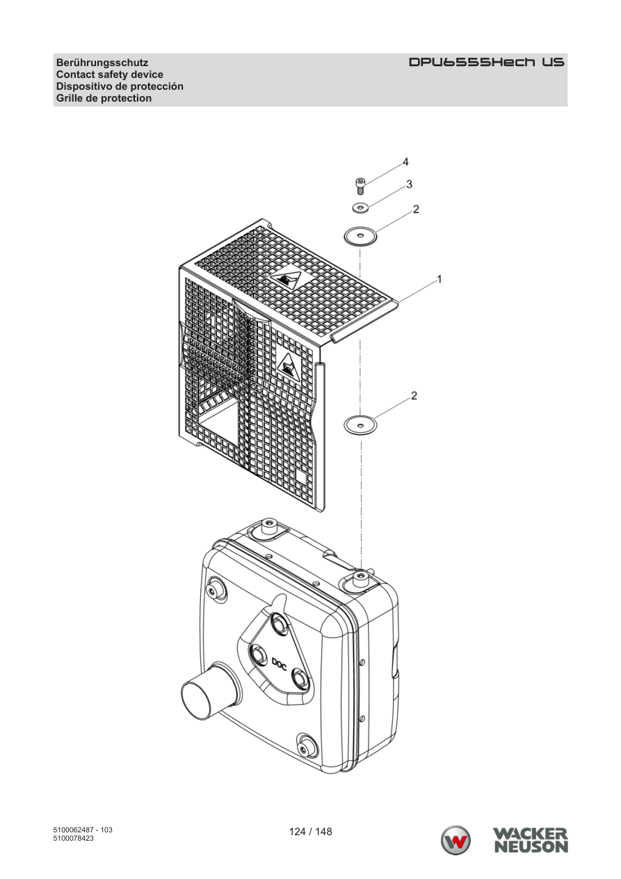 Wacker Neuson DPU6555 Vibratory Plate Contact safety device parts diagram