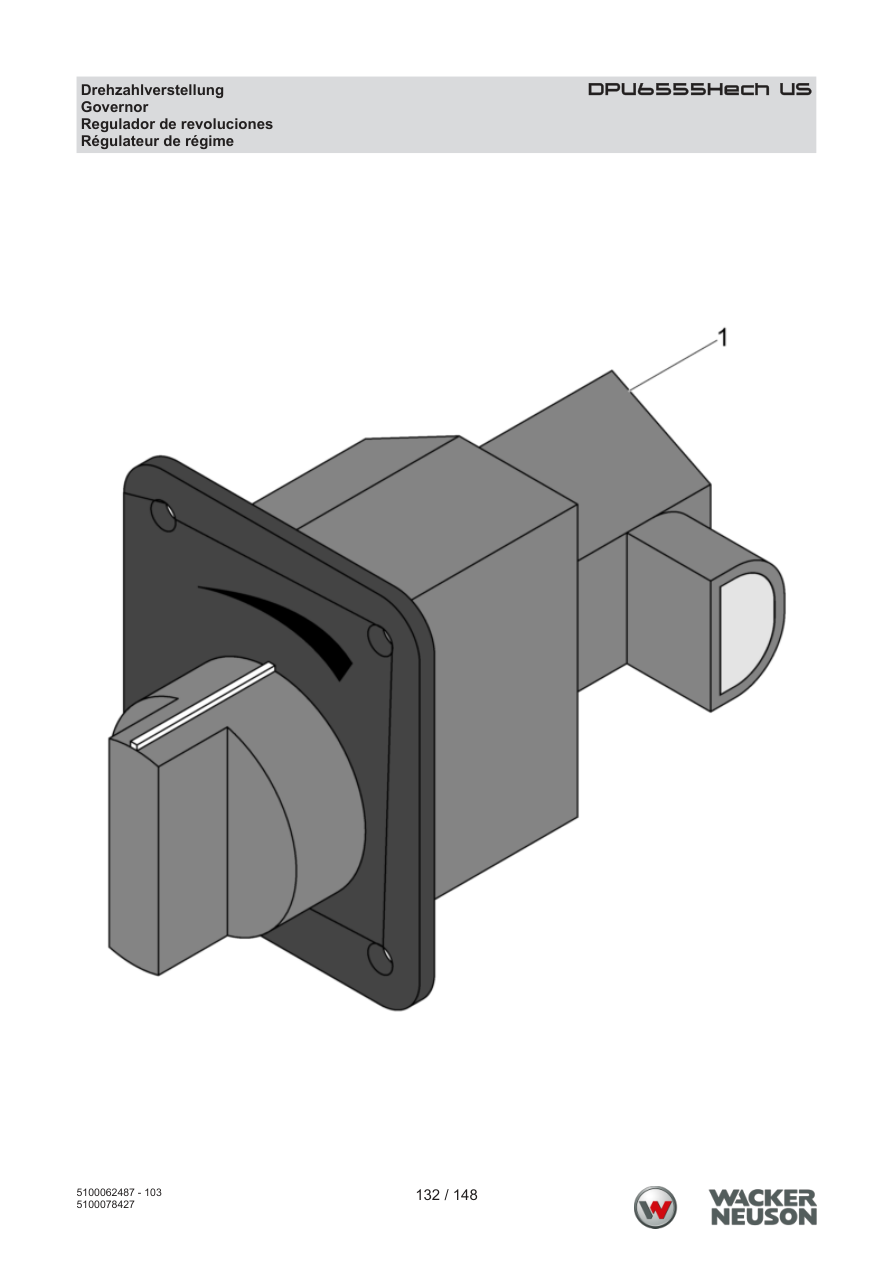 Wacker Neuson DPU6555 Vibratory Plate DPU6555Hech US Speed adjustment parts diagram