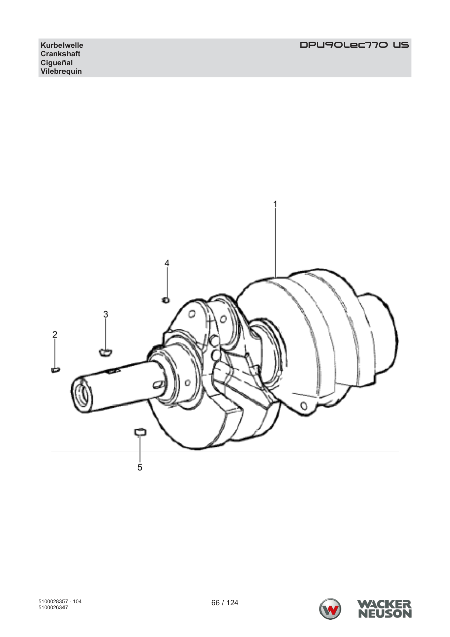 Wacker Neuson DPU90 Vibratory Plate DPU90Lec770 US Crankshaft parts diagram