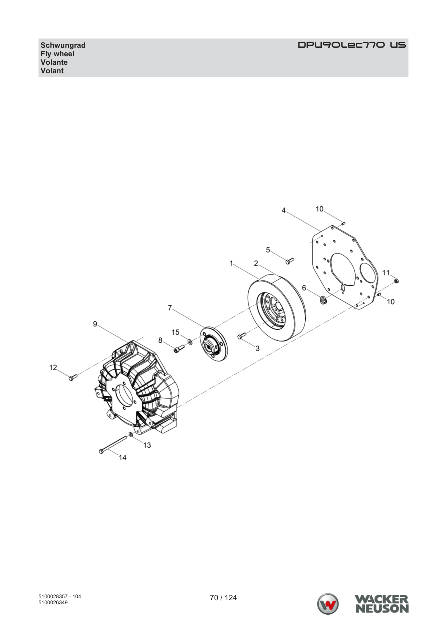 Wacker Neuson DPU90 Vibratory Plate DPU90Lec770 US Flywheel parts diagram