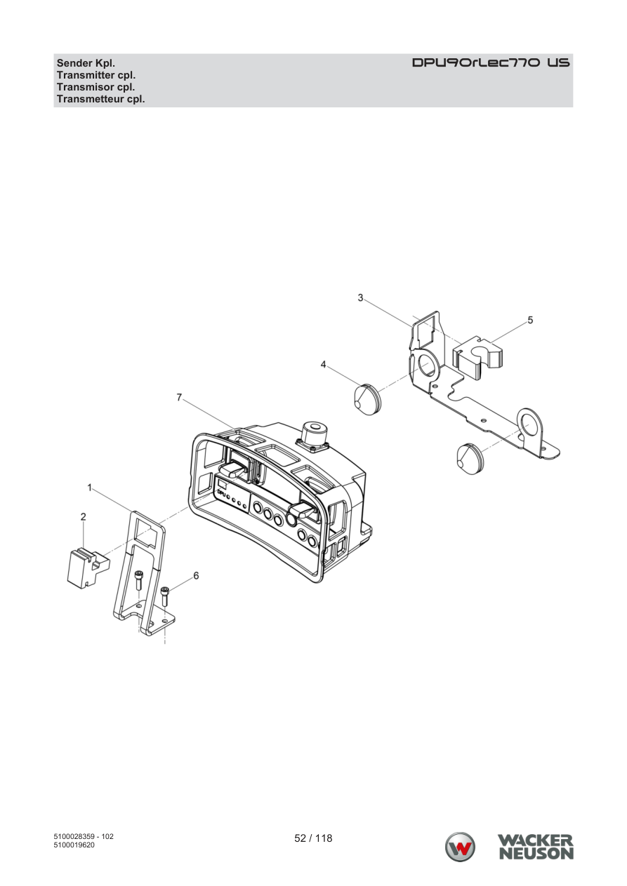 Wacker Neuson DPU90 Vibratory Plate Transmitter cpl. parts diagram