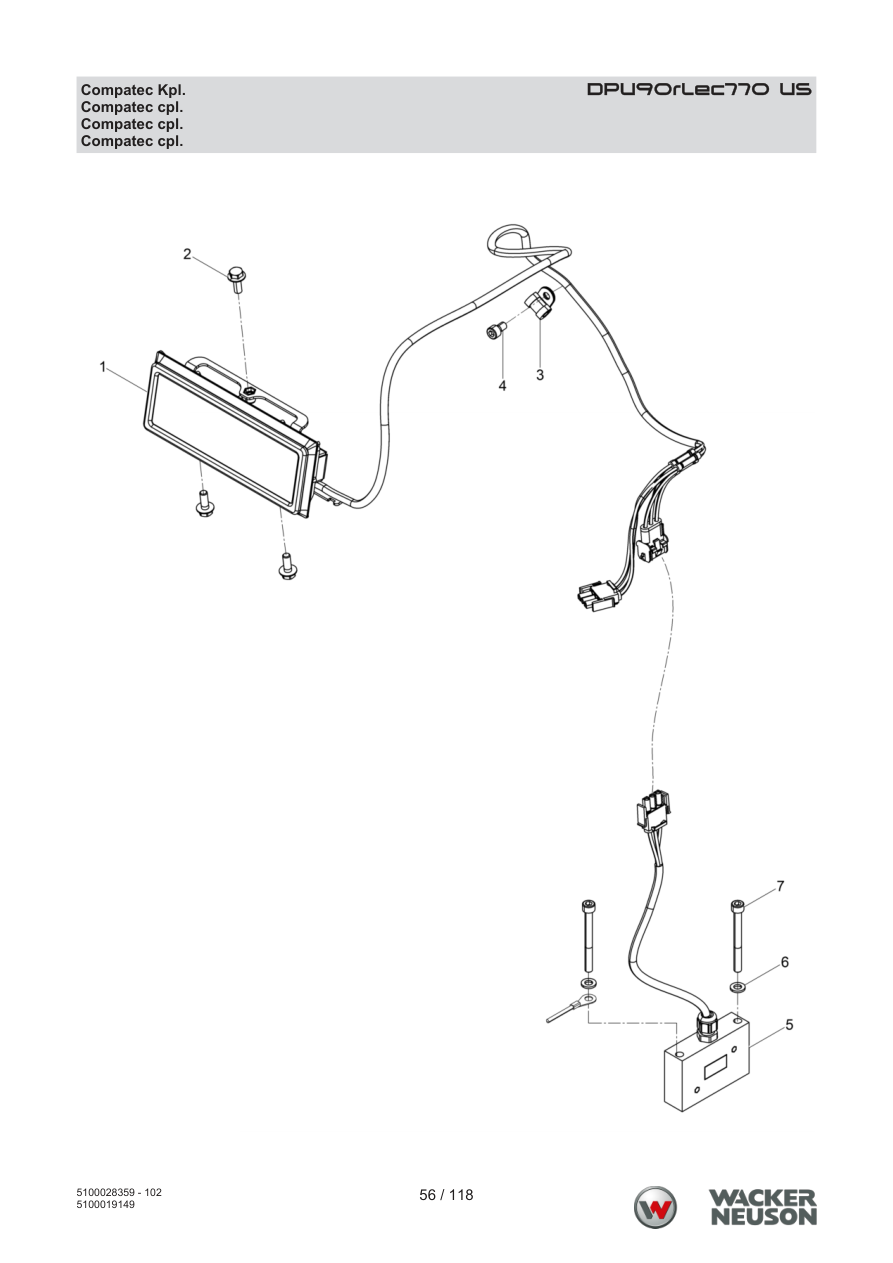 Wacker Neuson DPU90 Vibratory Plate Compatec cpl. parts diagram