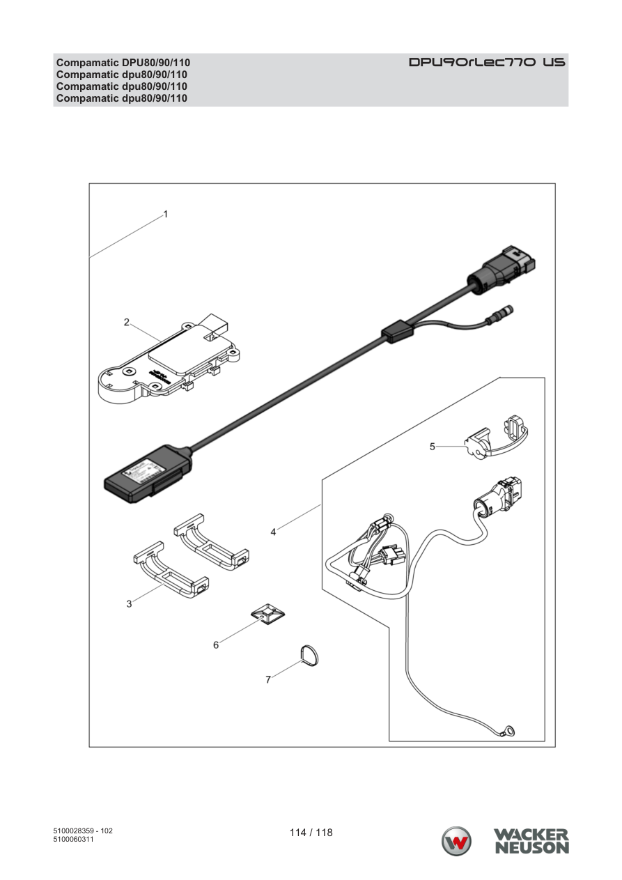 Wacker Neuson DPU90 Vibratory Plate DPU90rLec770 US Compamatic DPU80/90/110 parts diagram