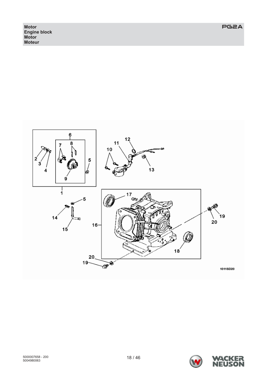Wacker Neuson PG2 Clear Water Pump PG2A Engine parts diagram