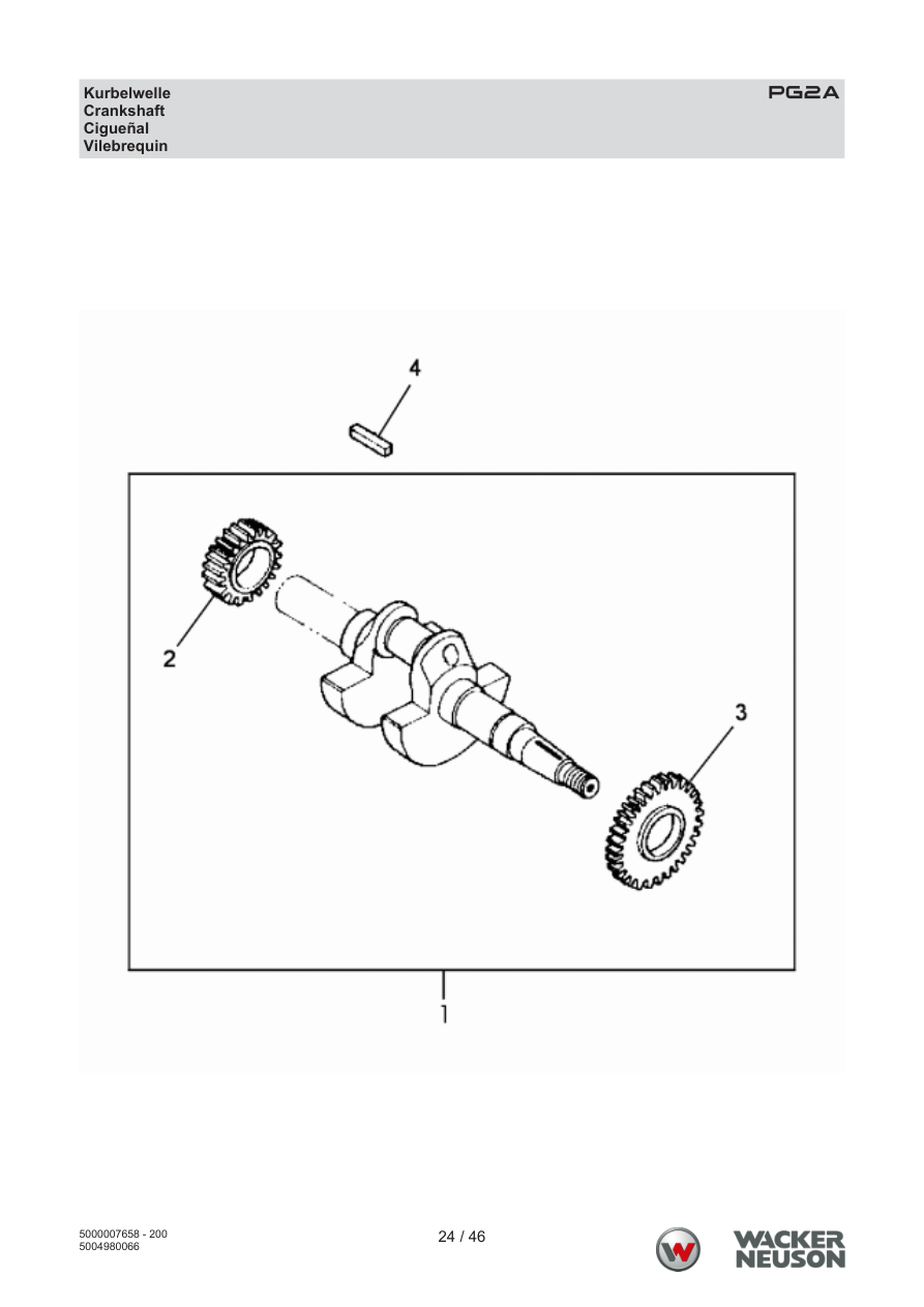 Wacker Neuson PG2 Clear Water Pump PG2A Crankshaft parts diagram