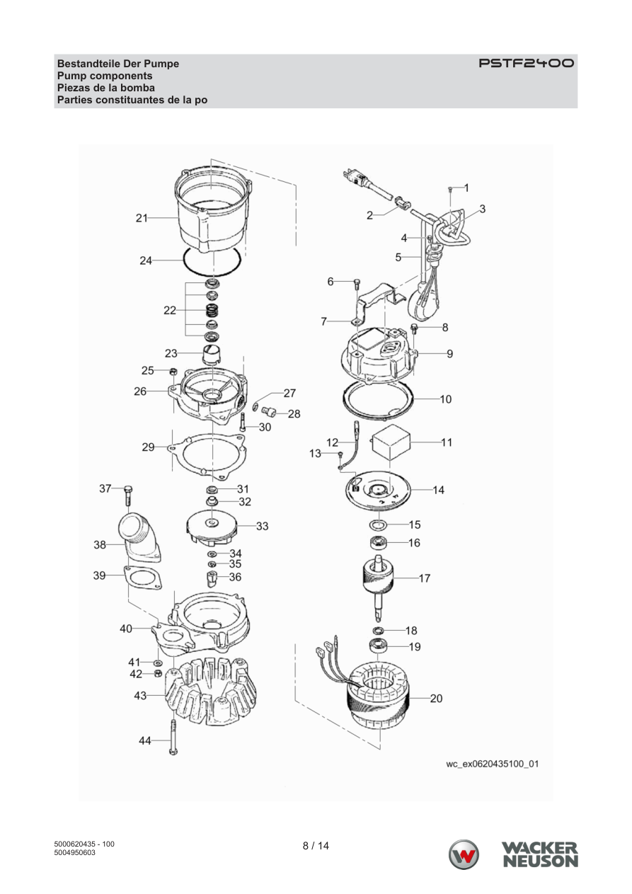 Wacker Neuson PSTF2 Trash Pump PSTF2400 Pump Components parts diagram