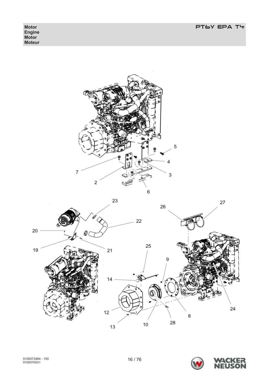 Wacker Neuson PT6 Trash Pump PT6Y EPA T4 Engine parts diagram