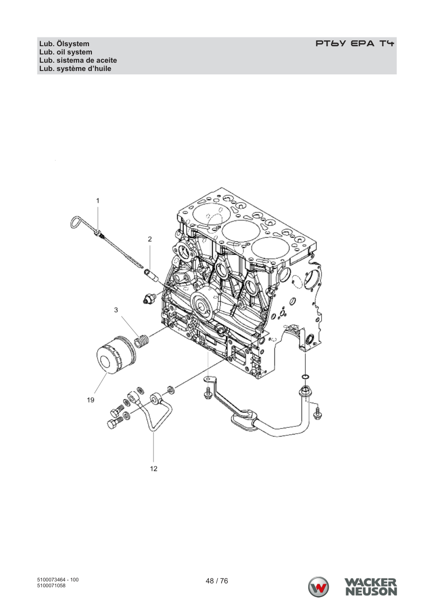 Wacker Neuson PT6 Trash Pump Lub. oil system parts diagram