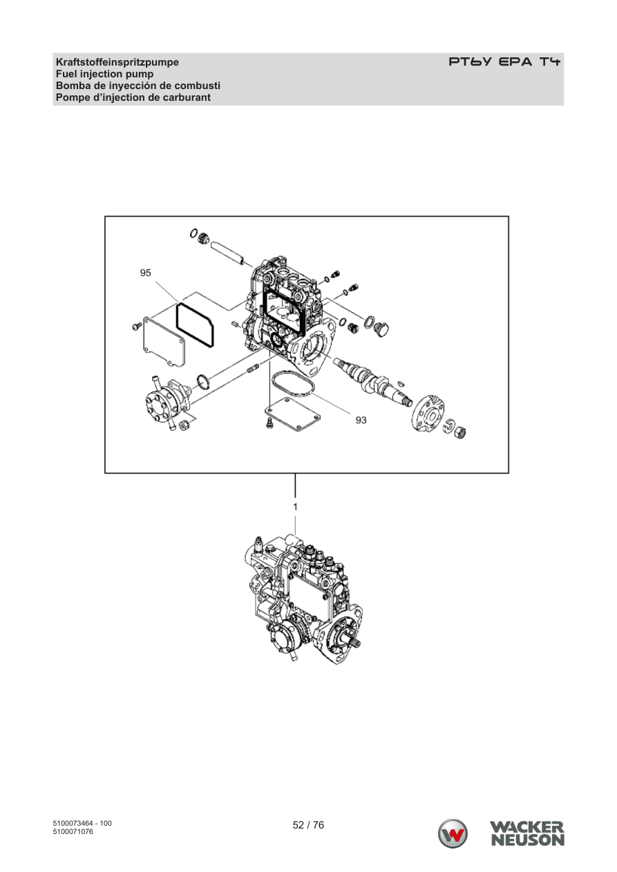 Wacker Neuson PT6 Trash Pump PT6Y EPA T4 Fuel Injection Pump parts diagram