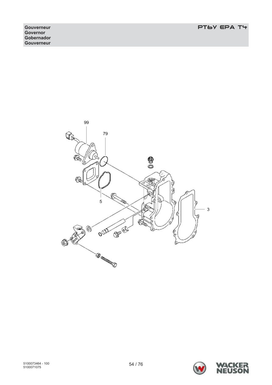 Wacker Neuson PT6 Trash Pump PT6Y EPA T4 Governor parts diagram