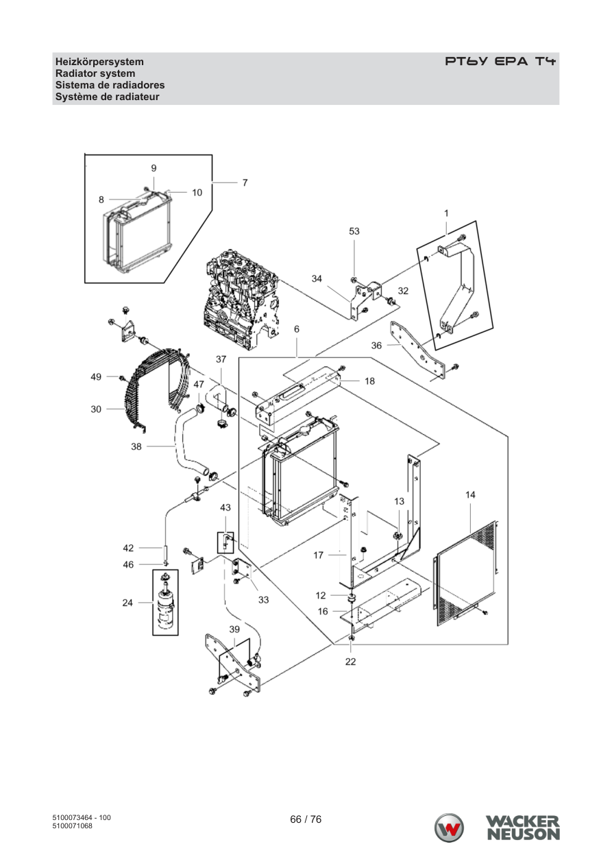 Wacker Neuson PT6 Trash Pump Radiator system parts diagram