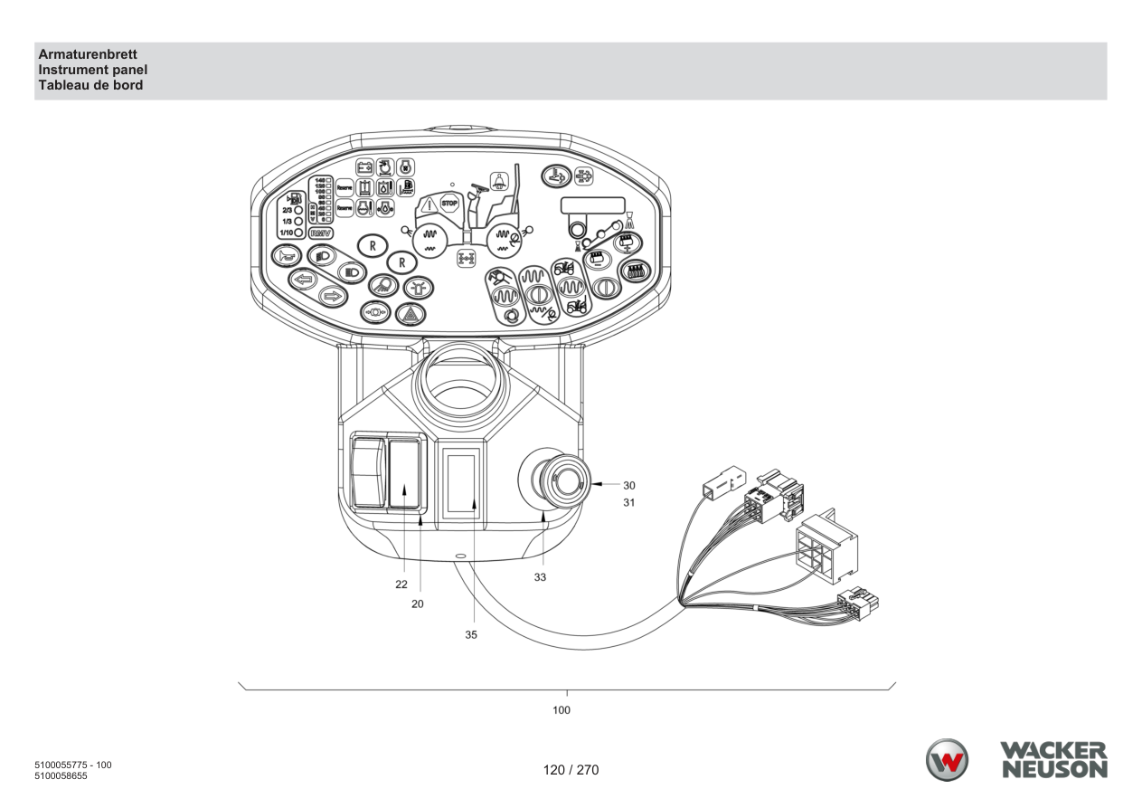 Wacker Neuson RD18-100 Roller Dashboard parts diagram